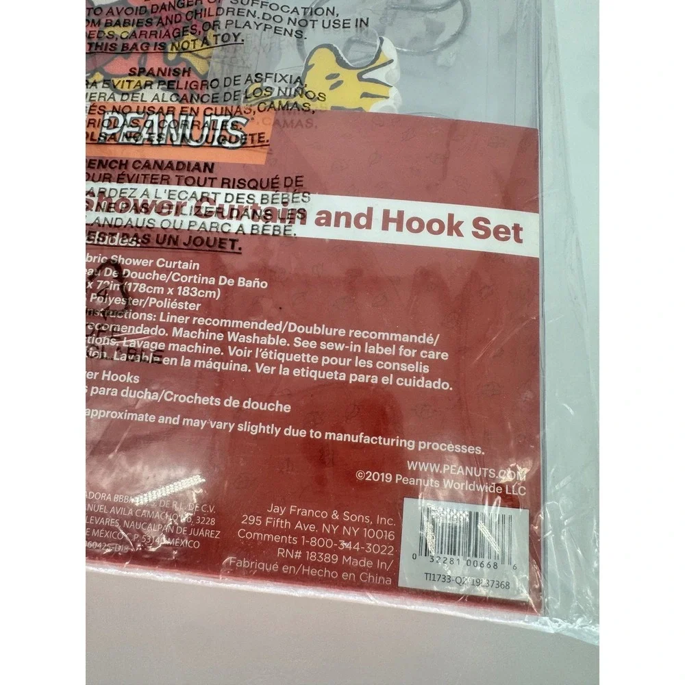 Peanuts Snoopy Woodstock Fall Shower Curtain and 12 Hook Set NWT 70x72